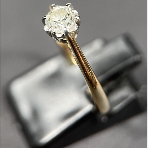 697 - A 9ct hallmarked gold dress ring set with solitaire diamond, diameter approx. 5mm, O and a half, 2.5... 