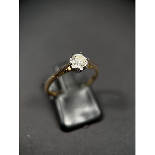 697 - A 9ct hallmarked gold dress ring set with solitaire diamond, diameter approx. 5mm, O and a half, 2.5... 