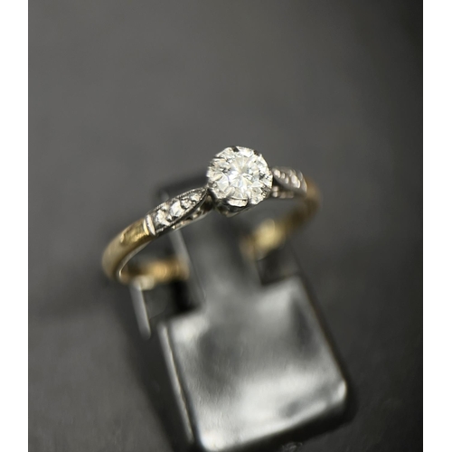 745 - An 18ct gold solitaire diamond ring with platinum mount, diamond approx. 4.2mm diameter, M/N