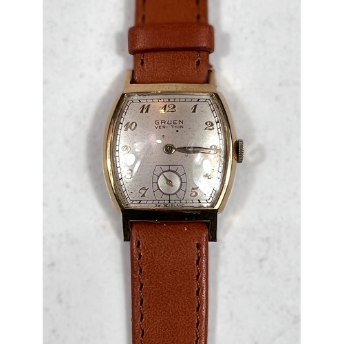 726 - A GRUEN vintage veri-thin shaped rectangular watch c. 1940