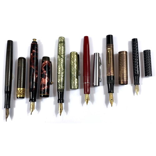 187 - Six various fountain pens various makes, marble cases etc