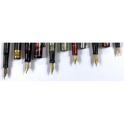 187 - Six various fountain pens various makes, marble cases etc