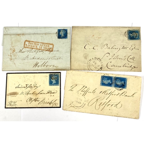 298 - GB QV: Two Pence Blue imperf. 4 examples on covers