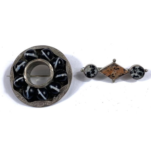 795 - Two Scottish silver brooches set with agate