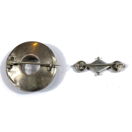 795 - Two Scottish silver brooches set with agate