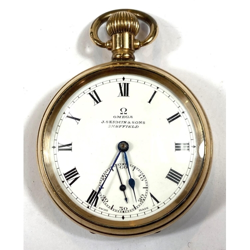 798A - An OMEGA gold plated open face pocket watch