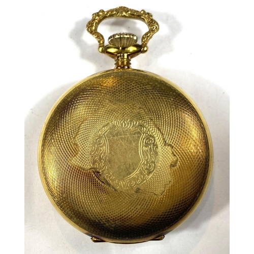 798C - A gold plated Hebdomas 8 day pocket watch 20th century re issue.