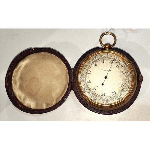 253 - A BAROMETER/ALTIMETER, c. 1890, of medium size for mountaineer or balloonist, unsigned engraved silv... 