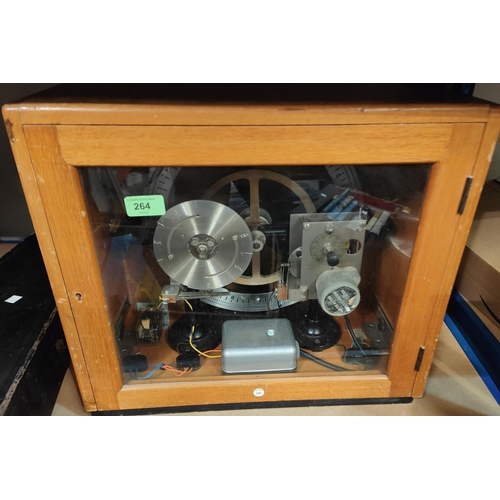 264 - A 1960's school bell timer in glass cabinet