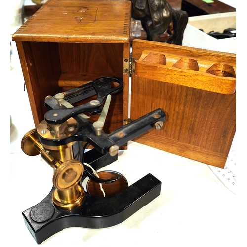 315 - A Bausch & Lomb Rochester N.Y small half size microscope in case