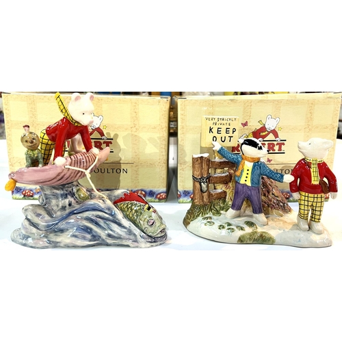 575B - Two Royal Doulton limited edition Rupert groups, boxed:  Tempted to trespass; Rupert rides home, No ... 