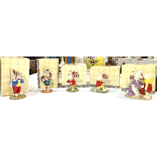 575C - Five Royal Doulton figures, boxed:  Something to draw; Rupert/Sprite; Bingo's large firework; G... 