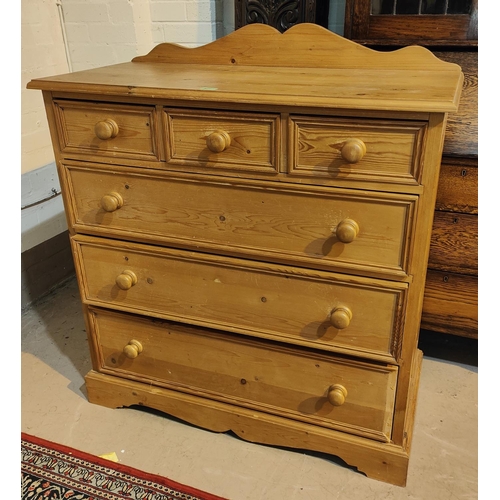 877 - A Victorian style pine chest of 3 long and 3 short drawers