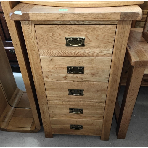 881 - A modrn light oak chest of 5 pedestal drawers