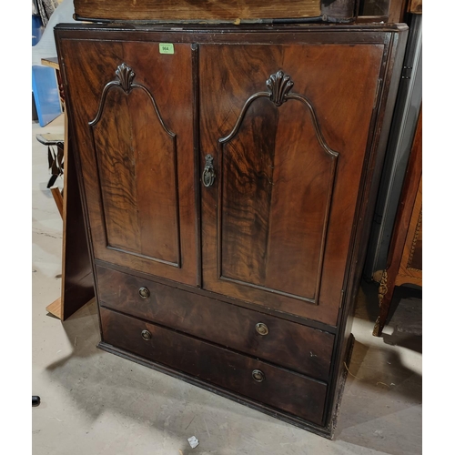 964 - A period style walnut tallboy with double cupboard and 2 drawers (no feet)