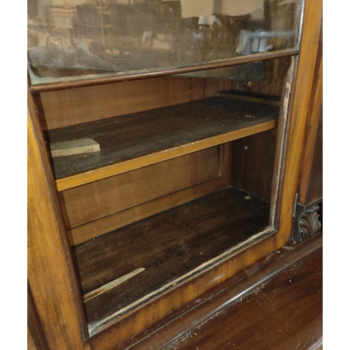 989 - A Victorian full height mahogany secretaire bookcase with 2 glazed doors over fall front fitted writ... 