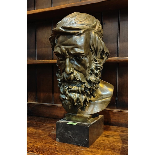 275 - A large and impressive 20th century bronze bust of Socrates, on wooden plinth, height 52cm 