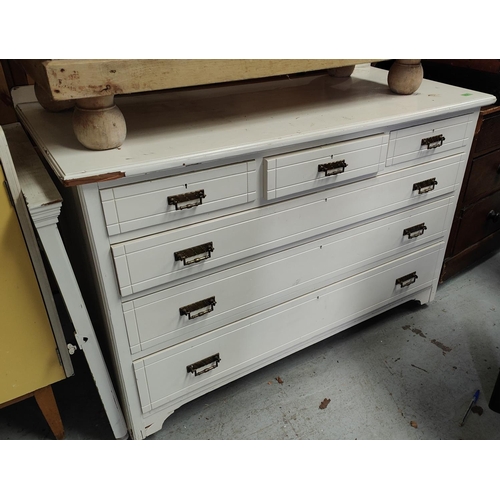 914 - A white painted chest of three long and three short drawers, length 122 x 57cm