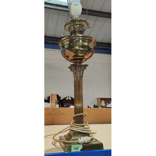 168 - A brass Corinthian column table lamp