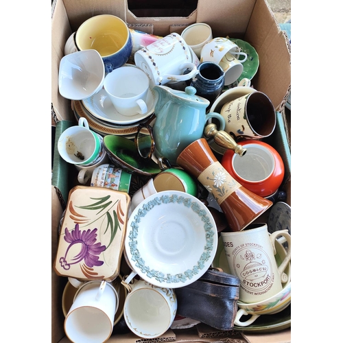 18 - A large selection of cups and saucers, blue and white and other china