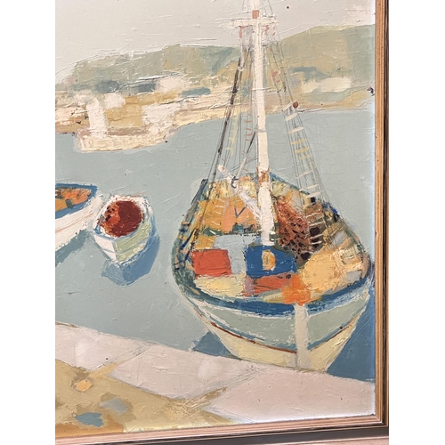 751 - Aliotti:  Boats in harbour, oil on canvas, signed, 60 x 72cm, framed