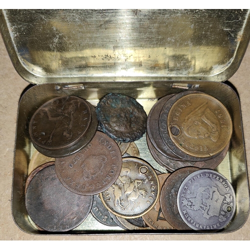 325 - A selection of early GB coins and tokens with some foreign examples