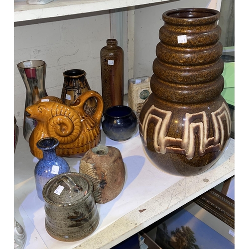 582A - A selection of West German pottery vases and other similar studioware etc