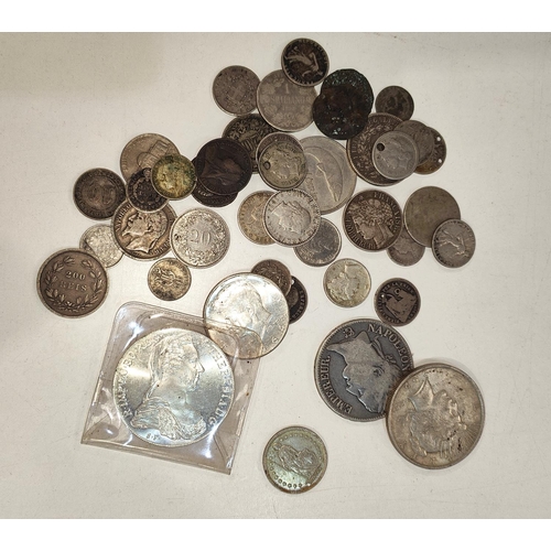 327 - A selection of various foreign coins, many with silver content including an 1813 Napolean 5 francs&n... 