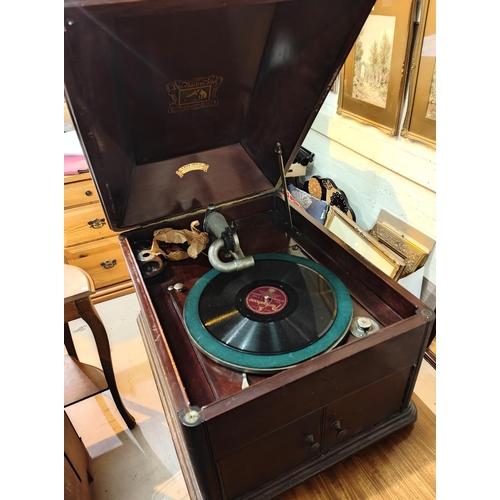 918 - A mahogany cased HMV E. Rasin Jones Ltd record player with extra needles