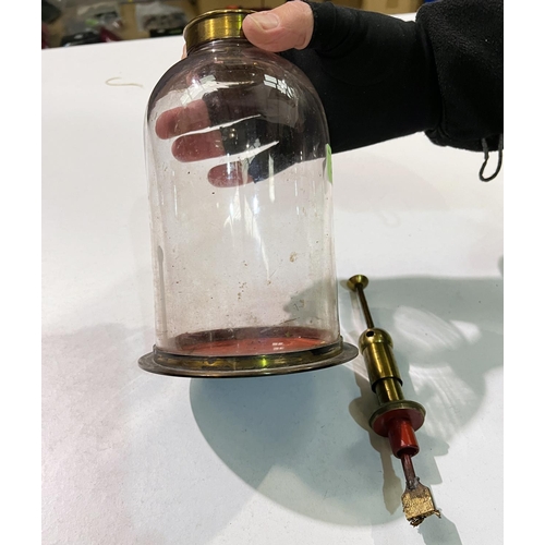 236 - A GOLD-LEAF ELECTROSCOPE, 19th century, brass mounted glass, 33cm