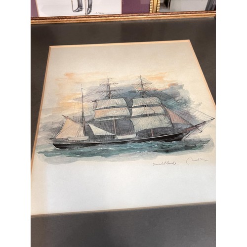 225 - A set of 8 prints:  European/Napoleonic soldiers, framed and glazed; 4 prints of sailing ships