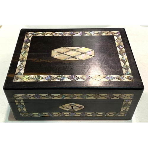 117 - A Coromandel jewellery box with extensive mother of pearl inlay (some small chipping and interior ne... 