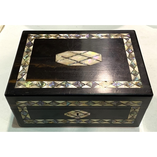 117 - A Coromandel jewellery box with extensive mother of pearl inlay (some small chipping and interior ne... 