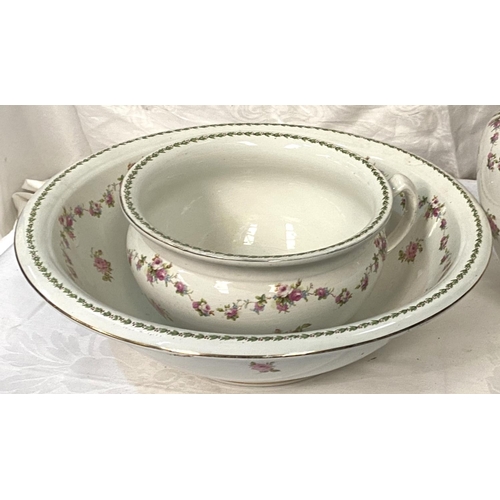 25 - A Victorian 3 piece floral jug and bowl set