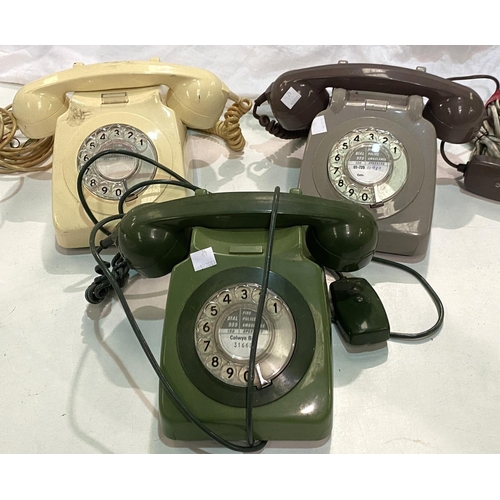 42 - Three 1970's vintage telephones in ivory, green and grey