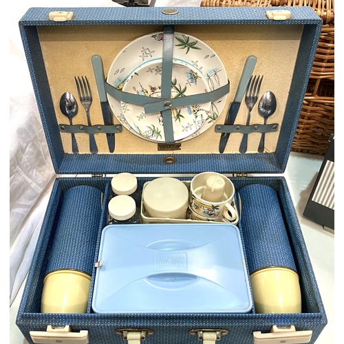 60 - A Brexton fitted picnic box; a picnic basket; a Eumig Mark 8 projector