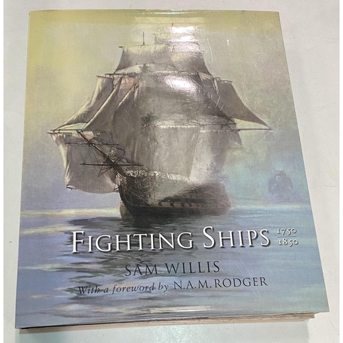 88 - A large hard back book on fighting ships, another on maps, other books etc.