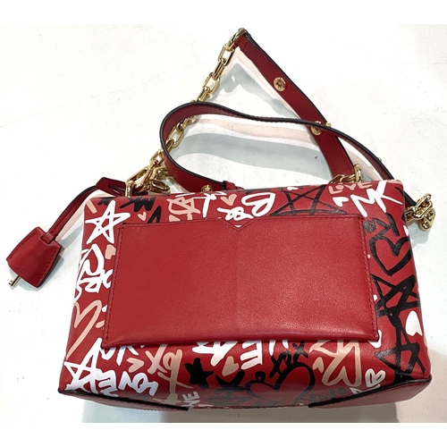 91 - Michael Kors - CECE Graffiti print red leather small shoulder bag in red with outer bag and tags