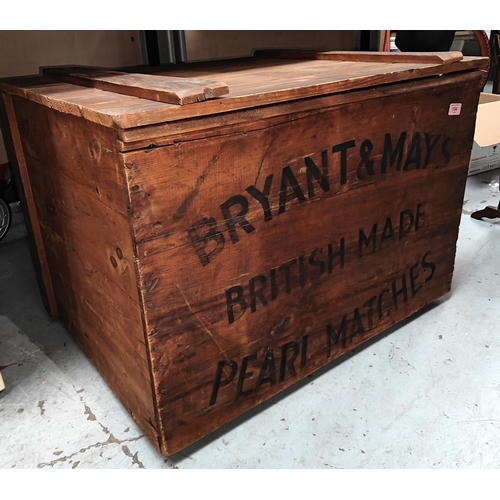 154 - A large vintage advertising chest, Bryant & May's British made pearl matches, 78 x 52cm.