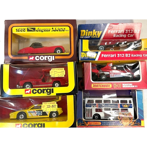 317 - Diecast vehicles: Corgi 308 BMW M1, Corgi 802, Mercedes 300SL, Corgi 1953 Jaguar, Dinky 226 Ferrari ... 