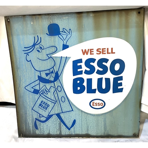 13A - ESSO: An enamel ESSO BLUE advertising wall sign with turned flange, double sided