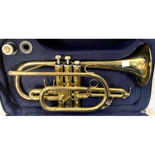 22 - A John Packer gilt trumpet in carry case