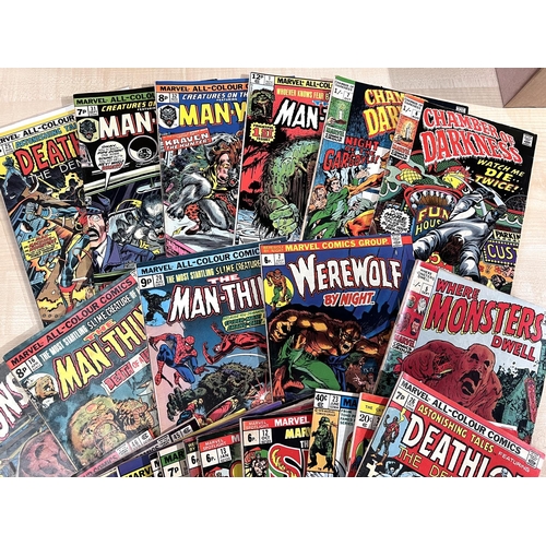 395 - Marvel comics: A collection of 1970's Horror related titles, Man-Thing Number 1, Bloodstone, Werewol... 