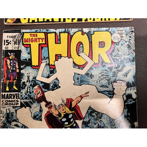 409 - Marvel Comics: 1960's The Mighty Thor 168 and 169 Thor VS Galactus UK and US pricing