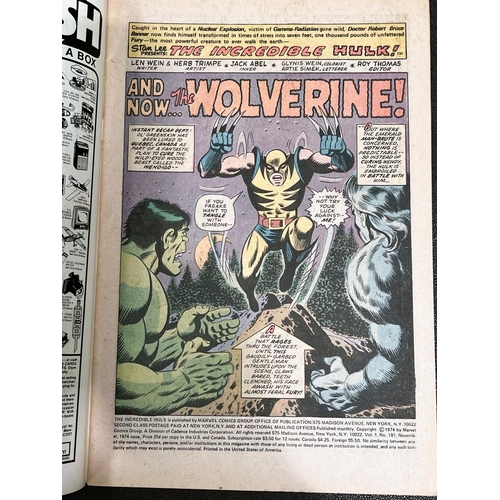 427 - Marvel Comics: 1970's two issues of The Incredible Hulk 180 with first panel appearance of Wolverine... 