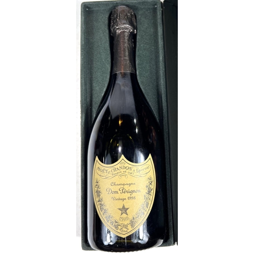 449 - A bottle of Dom Perignon vintage 1998 in a green box.