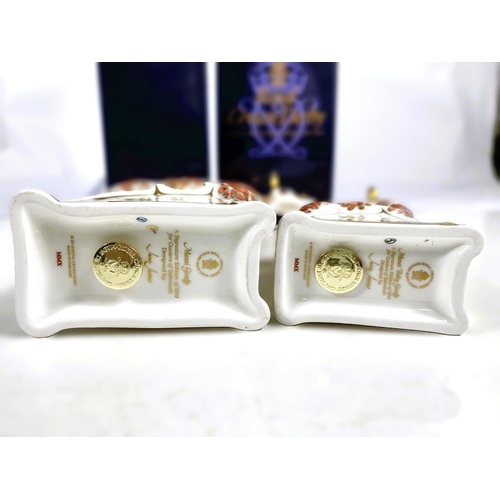 455 - Two Royal Crown Derby paperweights:  Masai giraffe signature edition MMX, and Masai baby giraffe sig... 