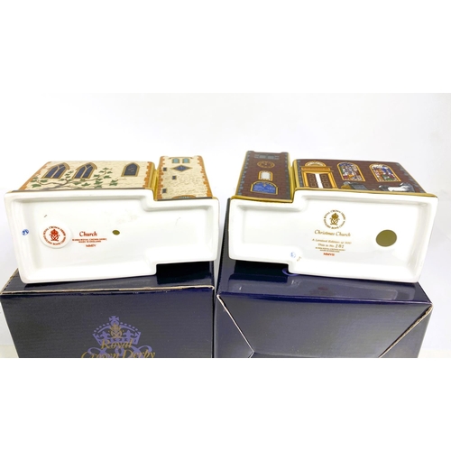 481 - Royal Crown Derby Paperweights:Church MMIV & Christmas Church, limited edition 181/500, no stopp... 