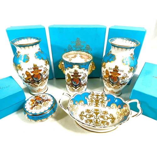 482 - Royal Crown Derby Paperweights:'The Royal Collection' 5 pieces of china, two vases, a limited editio... 