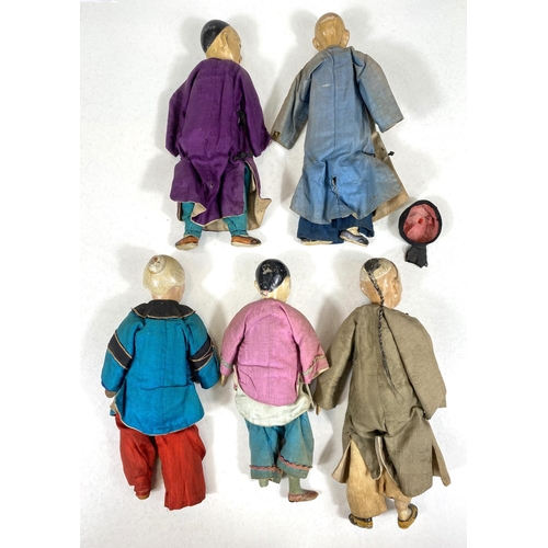 494 - A collection of five Chinese late 19th/early 20th century 'Door of Hope' style dolls with detailed p... 